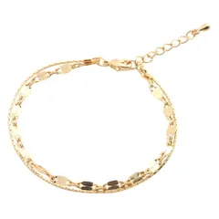 【ゴールド×ワンサイズ】[Cream dot. クリームドット公式] ブレスレット レディース  ブランド レイヤード 2連 ベネチアチェーン ペタルチェーン 大人 上品 エレガント シンプル オフィス 通勤 きれいめ  のサムネイル