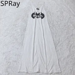 スプレイ　マキシワンピース　ノースリーブ　ロゴ入り　Vネック　薄手　シンプル　カジュアル　大人　ホワイトグレー系