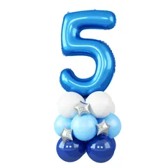 【特価商品】ライトブルー ブルー デコレーション ホワイト パーティー 装飾 子供 お祝い イベント 結婚式 誕生日 記念日 飾り付け バースデー バルーン バルーン スター バルーンスタンド 風船 40インチ 5歳 ナンバー 数字