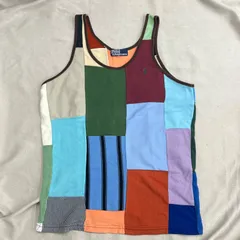 Polo by Ralph Lauren ポロ バイ ラルフローレン　パッチワーク タンクトップ　マルチカラー　M 個性的　個性　個性派　ユニーク　カラフル　ワンポイント　ロゴ　刺繍　刺しゅう　ノースリーブのサムネイル