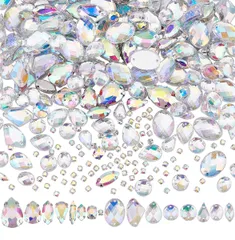 ラインストーン 362個 平らな 縫製ビーズパーツ 16種 キラキラストーン アクセサリーパーツ デコ素材セット DIY手作り素材 服装 帽子 バッグ飾り