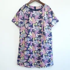 #snc ローズティアラ Rose Tiara ワンピース 42 紫系 紺 半袖 果物柄 Aライン 大きいサイズ レディース [742573]