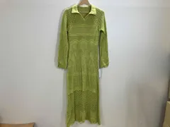CELFORD ニットワンピース ニット編みロングワンピース 長袖ワンピース ライムグリーン 黄緑 38