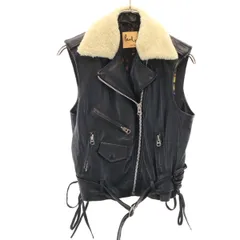 Paul Smith - 古着 Paul+ Paul Smith ポールプラス ポールスミス ムートンカラー 羊革レザー ライダース ベスト 40 ブラック レディース Paul+ Paul Smith ポールプラス ポールスミス ムートンカラー 羊