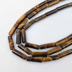 タイガーアイ チューブ型 13mm 約28粒 1連 約38.5cm ブラウン 天然石 ビーズ パワーストーン ハンドメイド アクセサリーパーツ ビーズクラブ