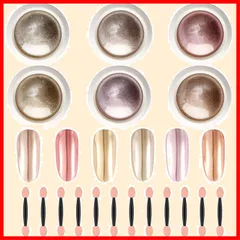 【即日発送】パウダー ネイル ピンク ゴールド 6色セット メタリックパウダー ネイルパウダー ジェルネイル メタリックネイル ミラーネイル ミラーパウダー
