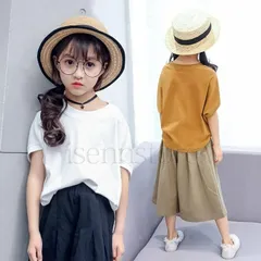 子供服 女の子 春夏セットアップ ドルマン 半袖 Tシャツ ガウチョパンツ ゆったり 上下セット カジュアル トップス キッズ ジュニア 韓国子供服 おしゃれ