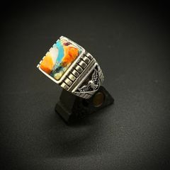 《自由の象徴イーグル×ターコイズオイスター》シルバー925 リング 19号 イーグル ターコイズオイスター 重厚 一点物 sv925 シルバー 銀 インディアンジュエリー シルバーアクセサリー メンズ
