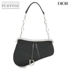 未使用 展示品 クリスチャン ディオール Christian Dior トロッター サドル ミニ チェーン ハンド バッグ キャンバス ブラック 90272952