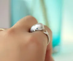 【普通郵便発送】 指輪 クジラ 鯨 マッコウクジラ フリーサイズ リング 海 シルバーアクセサリー