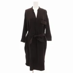 ナノユニバース nano universe タグ付き トレンチ風とろみ 長袖ワンピース キーネック リボンベルト F 茶 ブラウン WL54OP7521KK /GV