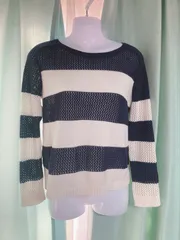 1210.Gap XS ネイビー ホワイト ストライプ セーター☆