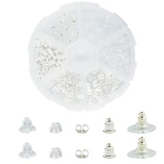 【色: タイプＢ】ピアス キャッチ ピアス パーツ ５種類約２５０個入りシルバー