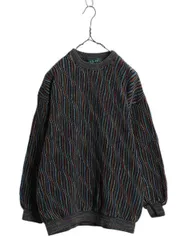 【お得なクーポン配布中!】 90s カナダ製 TUNDRA 3D 立体編み コットン ニット セーター メンズ M 古着 90年代 オールド 3Dニット 総柄 ブラック ベース マルチカラー