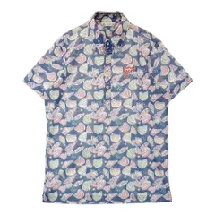 サイズ：L AND PER SE アンパスィ  半袖ポロシャツ ボタンダウン シェル総柄 ネイビー系 [240101437062] ゴルフウェア メンズ ストスト