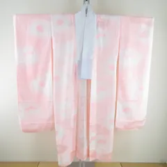 襦袢 振袖用 ぼかし 菊波文様 桃色 ポリエステル 洗える 広衿 袖無双 長襦袢 仕立て上がり 女性着物用 身丈139cm
