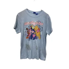 Disney 半袖 キャラクターTシャツ 1X ブルー ディズニー プルオーバー くまのプーさん カットソー 古着卸 アメリカ仕入 a704-6094