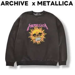 【美品】 アーカイブ ARCHIVE メタリカ METALLICA パスヘッド PUSHEAD プリント スウェット トレーナー クルーネック 裏起毛 XL相当 フェードブラック メンズ