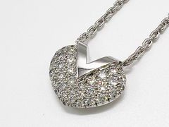 LOUIS VUTTION ルイヴィトン Vハート ダイヤ ネックレス AU750 K18 ホワイトゴールド 美品