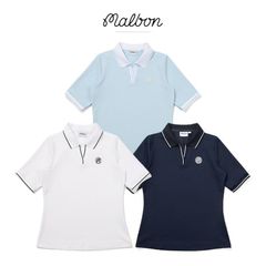 malbon golf ポロシャツ ゴルフウェア 半袖 夏 練習用 通気性 吸汗速乾 スポーティー レディース 3色