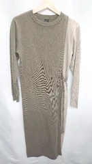 ◇ &g'aime ニット地 長袖 ロング丈 ワンピース サイズF カーキ ベージュ レディース E  【1407020042468】