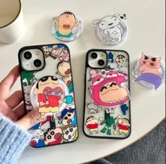 ❤️iphone16ケース クレヨンしんちゃん iphone15ケース magsafe対応 スマホグリップ付き iphone14proケース iphone13ケース iphone12ケース iphone1
