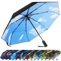 【特価商品】雨のためのコンパクトな旅行傘 防風 ポータブル ワンタッチ自動開閉 自動 強力な 耐久性 サンシェード折りたたみ傘 プレミアムハンドル折りたたみ傘 晴雨兼用 可愛い