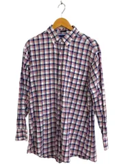 TOMMY HILFIGER (トミーヒルフィガー) REGULAR FIT 長袖 シャツ チェック柄 ボタンダウン コットン100％ インドネシア製 FVTB127 16-1/2 XLサイズ相当 レッド ブルー ホワイト メンズ/004