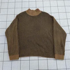 ◇ ⊇ LOWRYS FARM ローリーズファーム ハイネック 長袖 プルオーバー ニット サイズF キャメル系 ブラック系 レディース E  【1508270014356】