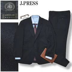 【王道】 ジェイプレス J.PRESS NEW ENGLAND MODEL ネイビーソリッド シングル 2B スーツ セットアップ 上下 テーラードジャケット スラックスパンツ 秋冬 A4 メンズ