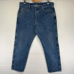 古着 ラングラー Wrangler デニムパンツ ストレート ワーク 5ポケット ジーンズ ジーパン 色落ち ヒゲ w36 L30  ブルー メンズ
