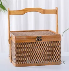 竹組六角手付き篭　織部六角板添 安藤竹良斎　鳴海長佑　合作 竹組六角手付き篭 織部六角板添 安藤竹良斎 鳴海長佑 合作