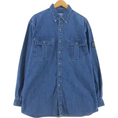 古着 90~00年代 カルバンクライン Calvin klein JEANS 長袖 ボタンダウンデニムシャツ メンズL相当/eaa536530