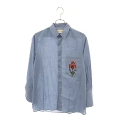 GUCCI (グッチ) Pocket Flower Print Long Sleeve Shirt ポケットフラワープリント長袖シャツ ブルー 401310 Z455Aのサムネイル