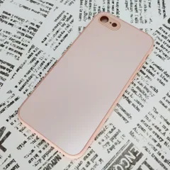 iPhone 7/8/SE ガラス背面シリコンケース (29)ピンク