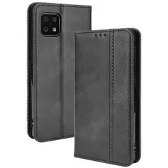 AQUOS sense6 ケース 手帳 SH-54B SHG05 センス6 チェック柄 合革 レトロ 手帳 ケース 【Color】 ブラック