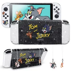 DLseego トムとジェリー Switch OLED用 ケース クリアケース ニンテンドースイッチ有機el カバー 有機elモデルケース 透明スイッチ有機elカバー クリアカバー 分体式カバー PC素材 超軽量 耐衝撃 取り外し簡単 傷つけ防止 全面保護 可