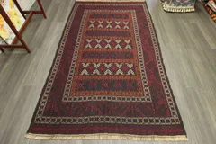 Vol.4アフガニスタン遊牧民手織りキリムセンターラグ174×127④