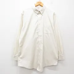 XL/古着 ブルックスブラザーズ 長袖 ブランド シャツ メンズ 大きいサイズ ロング丈 コットン ボタンダウン 生成り 25jun11 中古 トップス