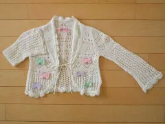 メゾピアノ mezzo piano 子供服 女の子 女児 長袖 ボレロ カーディガン カーデガン カーデ M 120cm 130cm ★3 キッズ 【中古】 ユーズド ガールズ アウトレット リサイクル 古着 子ども服 こども服 子供 子ども