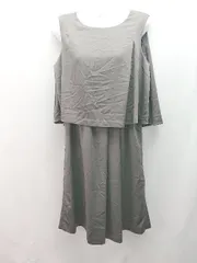 ◇ BEAMS HEART クルーネック シンプル カジュアル ノースリーブ ひざ丈 ワンピース 表記なし ダークグレー レディース E  【1308290056523】