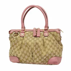 大容量/A4対応】グッチ ロゴプレート GGクリスタル トートバッグ ピンク
