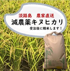淡路島産　減農薬キヌヒカリ（白米９kg、玄米10kg）