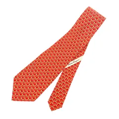 新品同様 Salvatore Ferragamo サルヴァトーレフェラガモ  ネクタイ  オレンジ 蝶 バタフライ シルク100％ メンズ　240001122425