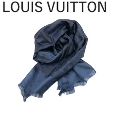 ルイヴィトン LOUIS VUITTON シルクスカーフ モノグラム 光沢 上品 ネイビー 紺