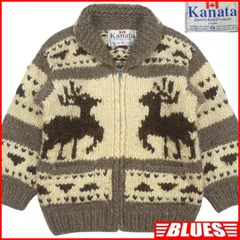 カウチン セーター kanata ニット XL カナダ製 カナタ 茶 ベージュ 鹿柄 トナカイ カウチンセーターサイズXL一覧←SEULB屋着古← HN2200のサムネイル