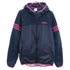 adidas NEO アディダスネオ ストライプ柄 トラックジャケット OT ネイビー ジャージ レディース 古着