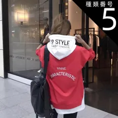 種類5：ピンク×ホワイト/S レイヤード風 フード パーカー トップス プルオーバー フーディー 袖あり 長袖 ドロップショルダー 萌袖 襟なし 切り替えデザイン ドッキング フード付き かわいい 大人可愛い きれいめ カジュアル 大人 おしゃれ かっこいい 