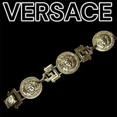 GIANNIVERSACE ジャンニヴェルサーチェ メデューサ コイン　ラインストーン　ブレスレット ゴールドカラー　ビンテージ