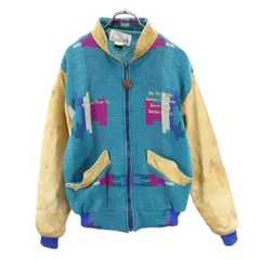 Montana Coat by Amber 90s オールド レザー 切替 ニット ジャケット M  ロゴ 刺繍 本革 本皮 メンズ 【中古】  【230130】 【PD】